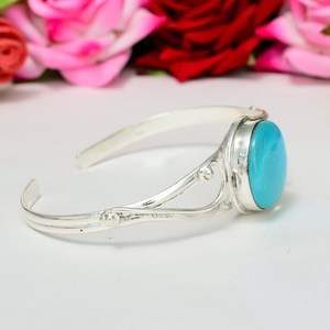 Glorious Blue Triplet Opal Cuff Bangle Gemstone Jewelry 925 <b>Solid</b> Sterling <b>Silver</b> Handmade Engagement Gift <b>Bracelet</b> - Product Image 5