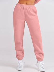 Women <b>Pink</b> Hooded <b>Tracksuit</b> Full Length Loose Fit Solid Color Casual Sweatshirt And Pants Set With Drawstring Closure - Product Image 4