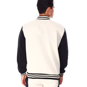 Winter Embroidery <b>Leather</b> Sleeves Varsity <b>Jackets</b> <b>Men's</b> Casual Autumn Wool Body Letterman Varsity Baseball <b>Jackets</b> - Product Image 2