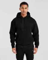 Sweat-shirt à capuche noir pour homme, 100% coton molletonné, coupe classique, vêtement décontracté pour l'automne, avec poche, fabrication OEM ODM à Sialkot