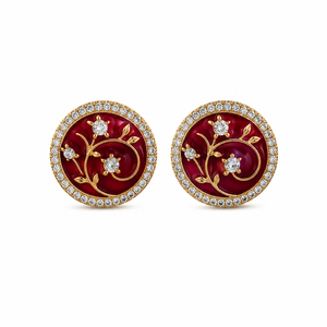 Boutons de manchette en laiton Mayrabygungun avec travail d'émail Meenakari fait main, style Kundan, origine Rajasthan, unisexe, pour mariage et occasions formelles - Product Image 2