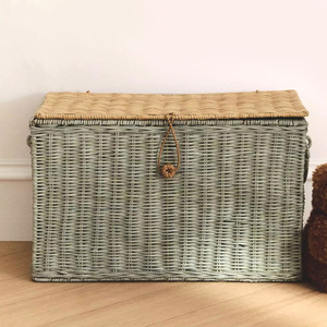 Wooden chest boxes lowest price rattan lidded hamper <b>basket</b> chests handcrafted <b>storage</b> trunks - Product Image 6