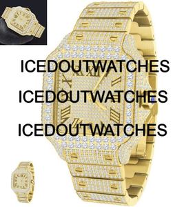 Montre-bracelet pour homme avec boîtier carré personnalisé en acier inoxydable et bracelet en moissanite, mouvement à quartz, résistance à l'eau 10 bars - Product Image 1