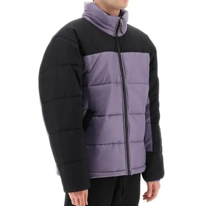 Blouson matelassé pour homme, violet et noir, coupe-vent, épais, hiver, décontracté, col montant, fermeture éclair, coupe régulière - Product Image 2