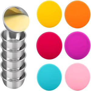 Tazón de Kimchi minimalista ecológico de Metal pulido de 50/90ML, tapa de silicona de Color a prueba de calor, temporada de acero inoxidable multiusos - Product Image 6