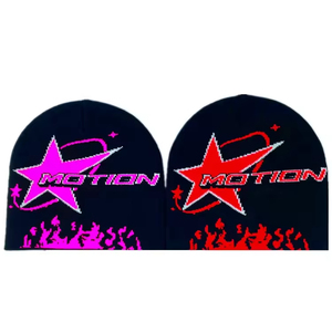 Bonnet Motion Star unisexe, bonnet d'hiver en acrylique tricoté, style streetwear décontracté, 56-58 cm, impression par transfert thermique, bonnets pour hommes - Product Image 1