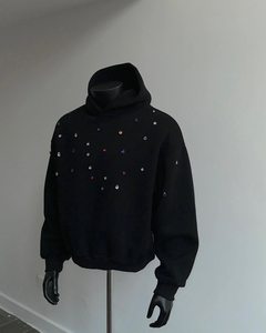Sudadera con Capucha Negra Extra Grande para Hombre, Sudadera de Felpa Tejida, Estilo Urbano para Otoño e Invierno - Product Image 2