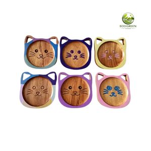 Eco Friendly <b>Bamboo</b> Coaster Set Custom Logo Engraving Wooden Drink Coasters for Home Cafe Restaurant - Product Image 4