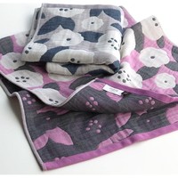 CUSTOM FG Japanese-Made 100% Cotton Jacquard Design Face Hand Towel 6 couches de gaze 36cm * 80cm Big Flower Japan Inspired