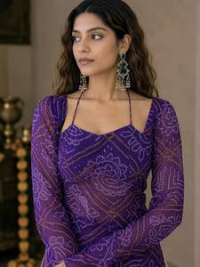 Ensemble Kurta en rayonne brodée violette avec pantalon palazzo évasé, tenue traditionnelle indienne et pakistanaise pour femme, coupe ample longueur ras du sol, Diwali - Product Image 2