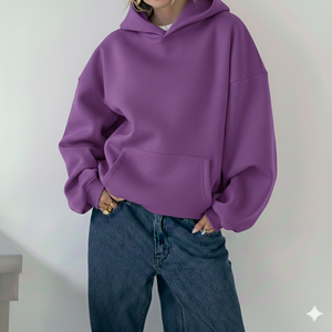 Sweat à capuche décontracté personnalisé de haute qualité en molleton de coton épais 400 g/m² avec broderie et épaules tombantes pour femme - Product Image 1