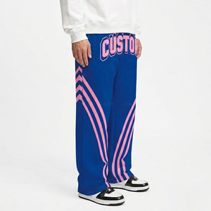 Pantalones Deportivos de Pierna Ancha para Hombre, Personalizados por el Fabricante, Ligeros, Casuales, de Poliéster, con Estampado de Rayas, Cintura Media, Corte Recto - Product Image 6