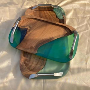 High Demand Product Custom Made 100% Wood And Resin <b>Tray</b> for Dining Room Table Home Decor With Customized Size Shape And Color - Product Image 5