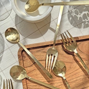 <b>Vintage</b> Brass <b>Cutlery</b> Set of 4 Pieces Spoon Fork Knife Elegant Design Dining Utensils - Product Image 4