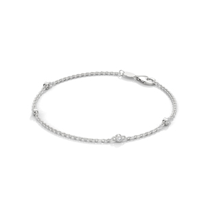 Bracelet en or blanc avec diamants, chaîne à enfilage, fermoir ovale, bijoux, cadeau - Product Image 2