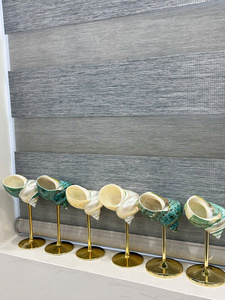 Copa de Vino Hecha a Mano con Conchas Naturales, Copa Decorativa con Tallo Dorado, Estilo Oceánico, Vajilla Ligera de Arte Folclórico, Regalo - Product Image 2