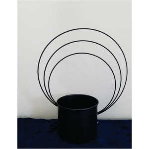 Custom Luxury Matte Black Metal Planter with Hoop <b>Trellis</b> Holder Nordic Style <b>Flower</b> Pot for Indoor Outdoor Garden Decoration - Product Image 1