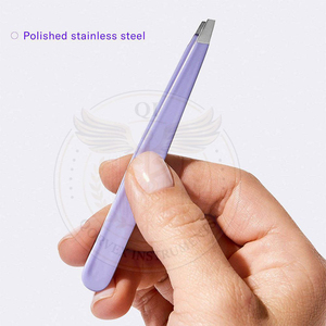 Pince à épiler professionnelle en acier inoxydable faite à la main, 9,6 cm, pointe inclinée, pointe carrée, durable, légère, pince à épiler pour les poils des sourcils - Product Image 3