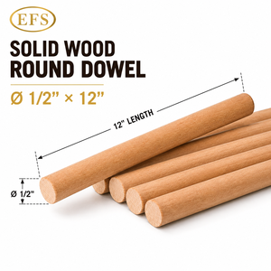 Tiges en bois de tilleul rondes naturelles polies de marque EFS, fabriquées au Vietnam, pour l'artisanat DIY et la décoration intérieure - Product Image 1