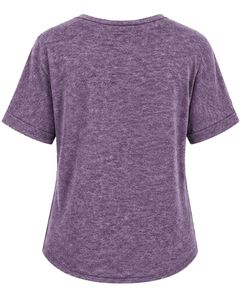 T-shirt décontracté pour femme en coton mélangé, col en V, manches courtes, doux, léger, avec poche, pour l'été, confortable, à porter au quotidien - Product Image 2