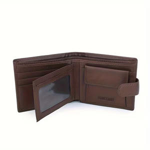 Portefeuille en cuir véritable pour femmes - Design compact à double pli avec bouton - Vente en gros - Product Image 6