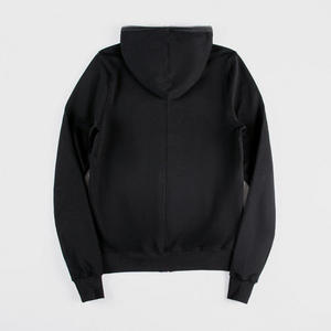 Sweat-shirt zippé à capuche oversize pour homme, noir uni, en molleton de coton, décontracté, pour l'automne, coupe classique, tricoté, teint uni - Product Image 5
