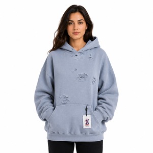 Popular Brand Name Women <b>Distressed</b> Hoodie Designed With <b>Top</b> Quality Material Trendy <b>Distressed</b> Look Comfortable Wear - Product Image 1