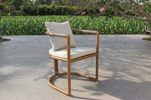 Chaise de jardin moderne en aluminium Elise avec coussin en polyester et pieds coniques - Mobilier d'extérieur confortable pour salle à manger et villa - Product Image 2