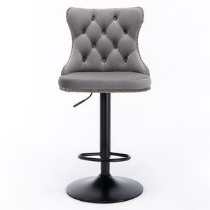 Sgabelli da Bar Moderni Imbottiti A a Furniture, Girevoli in Velluto, Altezza Regolabile 25-33 Pollici, Base da 17,7 Pollici - Product Image 3