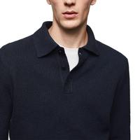 Chemise Homme Vintage Style Old Money à Manches Longues en Maille Gaufrée, T-shirt Homme Personnalisé en Coton Uni Respirant à Manches Longues