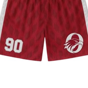 Unisex <b>Red</b> White Lacrosse Shorts Polyester Lightweight Sports Uniform Athletic Team Match Training Clothing - Product Image 6