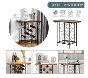 Wine Bottle Organizer with Glass Stemware Holder Metal Wine <b>Rack</b> for Kitchen Dining Bar Counter Space-Saving Tabletop - Product Image 5
