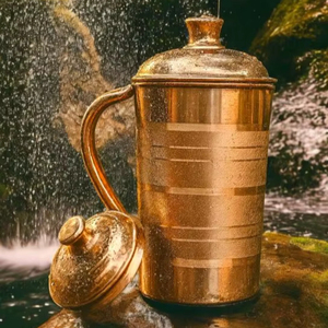 Copper jug set for long hour water storage reliability metal set with <b>glasses</b> durable reusable kitchen dining drinkware - Product Image 1