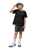 Paquete de 4 Camisetas de Manga Corta con Cuello Redondo 3D de Jersey de Algodón para Niños, Ligeras, Casuales de Verano, Transpirables, de Secado Rápido y Ecológicas