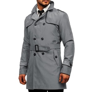 Men's Reversible Woolen Trench Overcoat Anti-Wrinkle Casual Outdoor Winter Double Breasted Belt Coat Office <b>Business</b> Workwear - Product Image 1