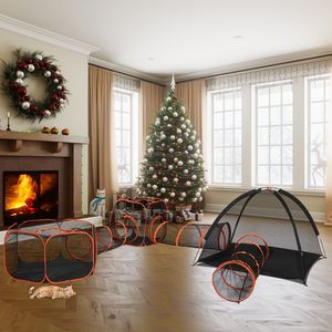 Recinto Portatile 6 in 1 per Gatti da Esterno e Interno, Tenda da Gioco, Casette per Gatti e Tubi Tunnel, Ruota per Esercizio per Felini - Product Image 6