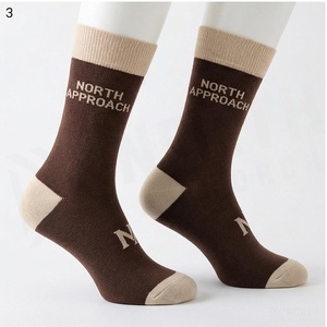 North Approach Crew <b>Socks</b> <b>Brown</b> Letter Pattern Breathable Cotton Bamboo Fiber Adult Autumn Casual <b>Socks</b> - Product Image 3