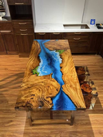 Table de bureau et de salle à manger en résine époxy écologique de haute qualité, effet rivière de bois, en promotion