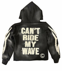 Nouveau design – Hoodie unisexe coupe boxy et courte, brodé, effet délavé soleil, 100 % coton molletonné, marque privée, streetwear, collection automne - Product Image 6