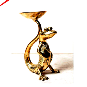 Figurine d'animal, porte-bougie en aluminium, finition dorée, fait main, décoration de Noël pour la maison, unique, salon - Product Image 1