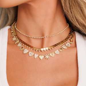 สร้อยคอเพชรแบบโชคเกอร์ ทองคำแท้ 14K 18K เพชรทรงกลม 1 กะรัต เพชรเลี้ยงในห้องปฏิบัติการ สร้อยแบบห้อยระย้า สร้อยคอเจ้าสาว งานแต่งงาน เครื่องประดับทันสมัย - Product Image 3