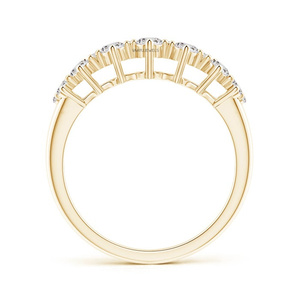 Round Cut Lab Grown Diamond Multi <b>Row</b> Band Ring in 10K/14K/18K Gold & Sterling Silver Rhodium Plated Engagement <b>Gift</b> Jewelry - Product Image 4