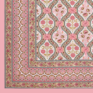 Juego de Sábanas de Algodón Jaipuri Heritage King Size, Color Rosa con Estampado Étnico, para Uso en Hogar, Hotel y Resort - Product Image 2