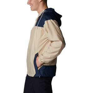 Men's Hooded Windproof Color Blocking <b>Jacket</b> Casual Spring Outerwear Zipper Front Beige Navy Polyester - Product Image 3