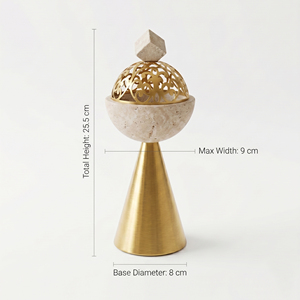 Premium Stone & Metal Incense Burner Durable, High Quality Matte Gold Finish Elegant Laser-Cut Design For Luxury Home Decor - Product Image 3
