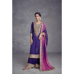 Fancy Top-Bottom and Dupatta <b>Set</b> with Digital Print and <b>Embroidery</b> Sequence Work Size XL - Product Image 4