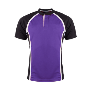 Maillot de sport raglan noir à manches courtes avec col, uniforme d'équipe, t-shirt de baseball et de football 100 % coton, respirant et anti-humidité - Product Image 1