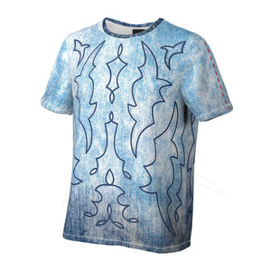 Camiseta de Manga Corta para Hombre, Cuello Redondo, Color Azul Sólido, Corte Casual, Regular, Poliéster/Algodón, Impresión por Sublimación, Transpirable, de Secado Rápido - Product Image 4