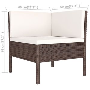 Ensemble de meubles de jardin modulaires en rotin PE brun 3 pièces, design modulaire moderne - Product Image 6