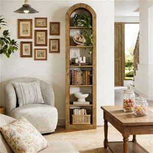 Libreria ad Arco Aperta Robusta e Naturale, Espositore per Libri - Product Image 2